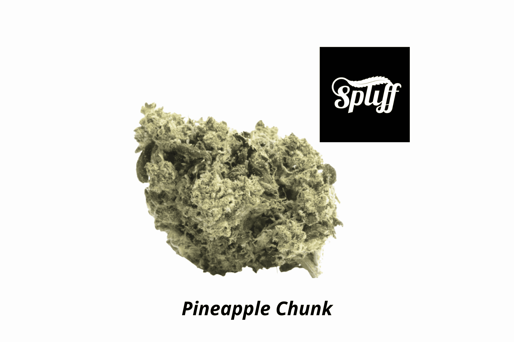 Pineapple Chunk Cannabis Strain Pineapple Chunk cannabis bud with dense, frosty trichomes and vibrant green hues.
