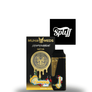 Disposable vape with pineapple flavor, Muha Meds brand, high potency 2000mg THC.