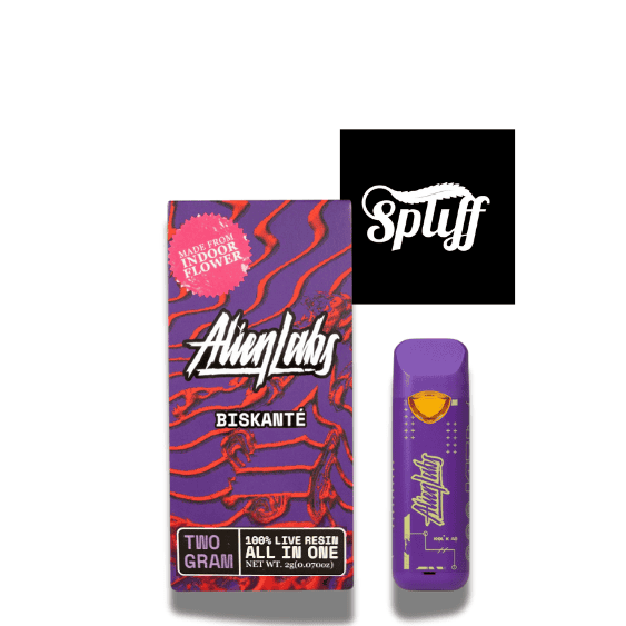 Vape pen and edible packaging at Spliff Nation dispensary in Los Angeles.
