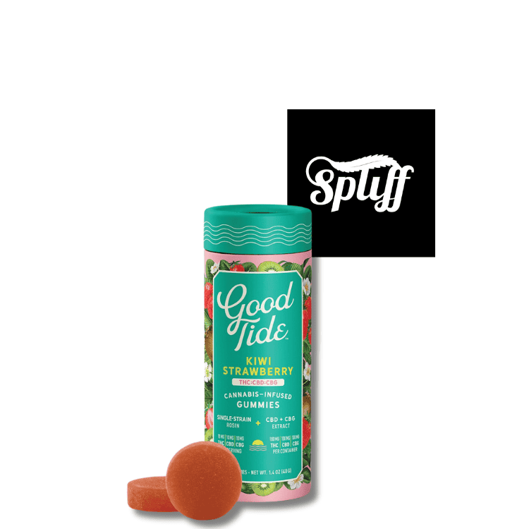 Good Tides Kiwi Strawberry Gummies CBD-infused Kiwi Strawberry Gummies from Spliff Nation Dispensary.