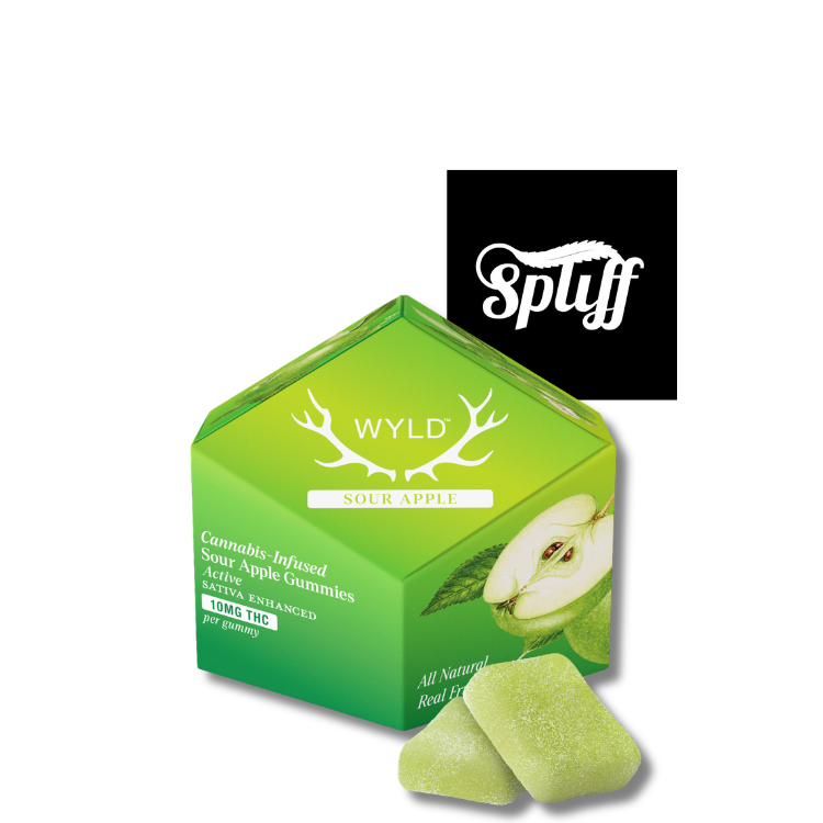Sour Apple Hash Rosin Gummies Cannabis-infused Sour Apple Gummies with hash rosin, available at Spliff Nation Dispensary.