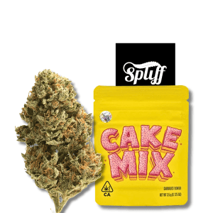 Cookies Cake Mix premium flower 3.5g indica hybrid at Spliff Nation Dispensary Los Angeles, CA